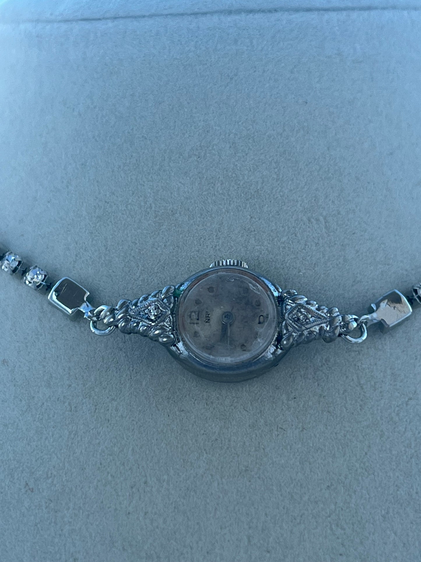 Silver Diamonte Watch Necklace