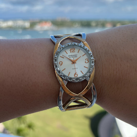 Two Toned Bangle Watch